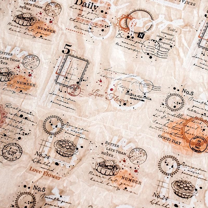 Shadow Trace PET Sticker Pack • 20 Sheets • Grunge Layering Stickers