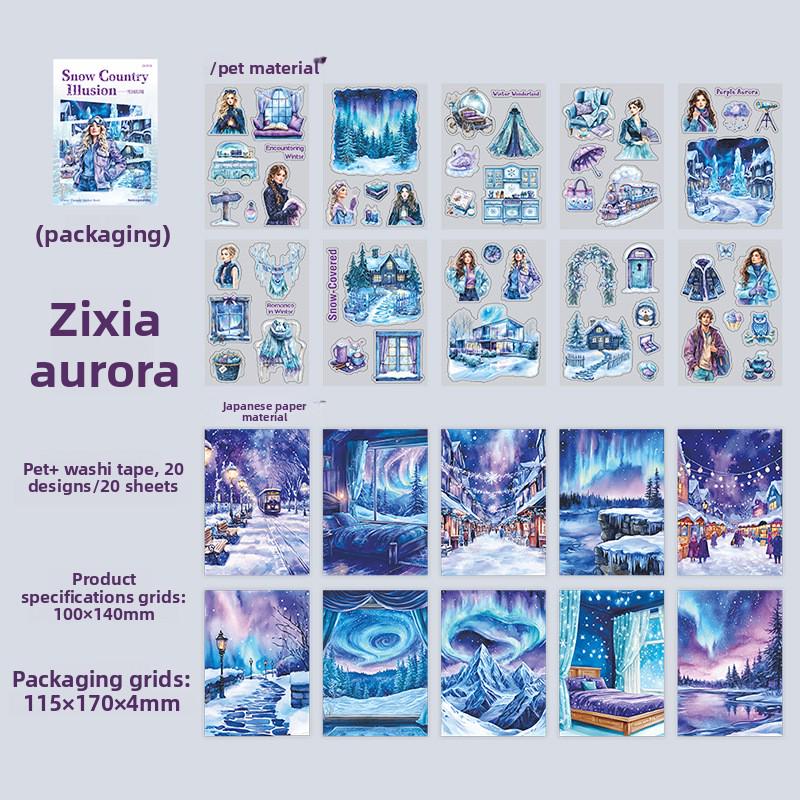 Sticker Book Snow Country Illusion • 20 Sheets • Winter Girls & Snowy Landscape