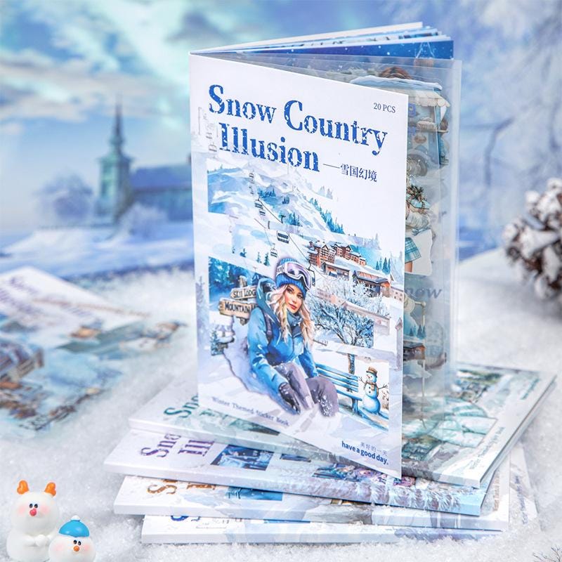 Sticker Book Snow Country Illusion • 20 Sheets • Winter Girls & Snowy Landscape