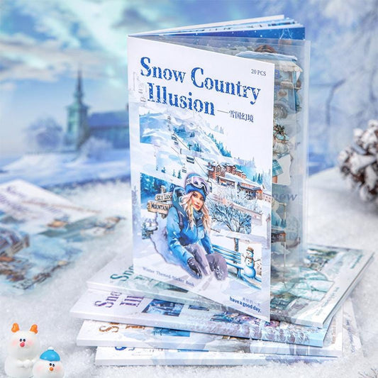 Sticker Book Snow Country Illusion • 20 Sheets • Winter Girls & Snowy Landscape