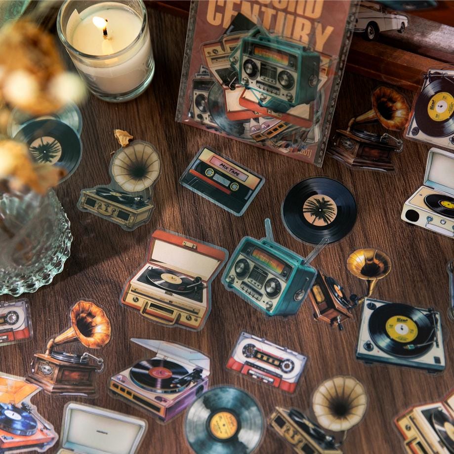 Record Century Retro Sticker Pack • Vintage Music, Cars & Electronics • 30pcs