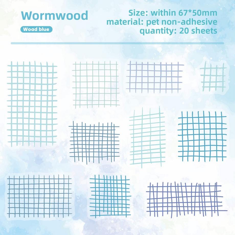 Grid Rhyme PET Layering Stickers • 20 stickers