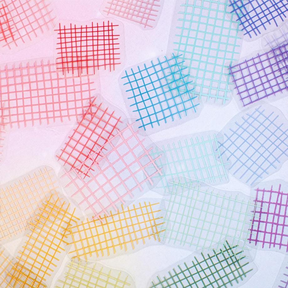 Grid Rhyme PET Layering Stickers • 20 stickers