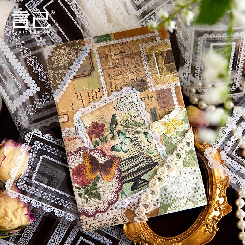 Lace Nocturne Pre-cut PET Tape • 100mm × 2m • White Lace Frames & Borders