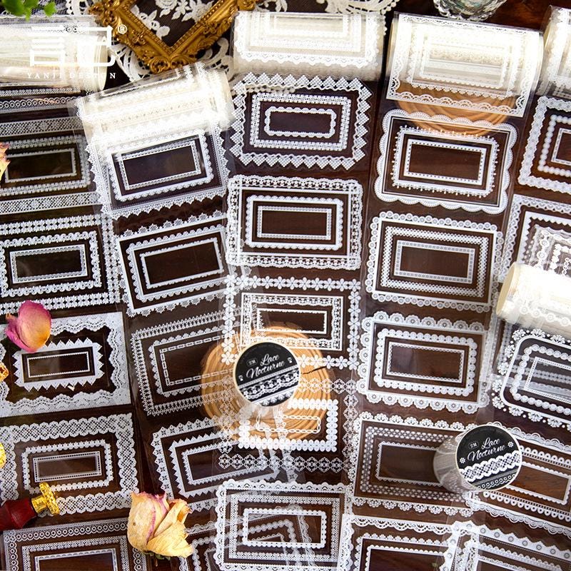 Lace Nocturne Pre-cut PET Tape • 100mm × 2m • White Lace Frames & Borders
