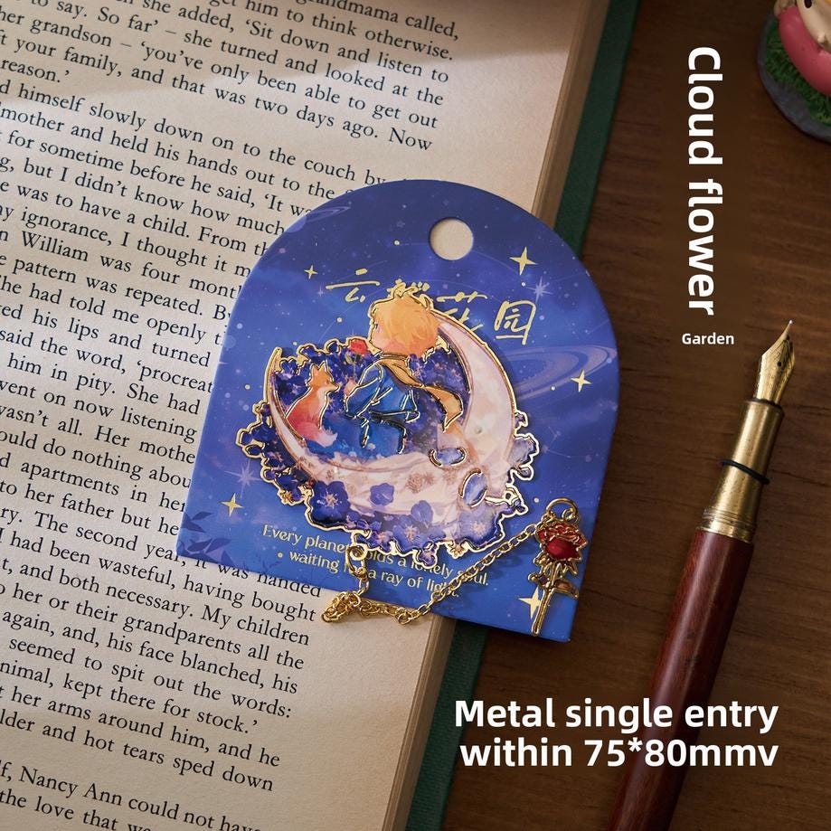 Starlight Dream Metal Bookmark • Enamel Charm Bookmark with Gold Chain