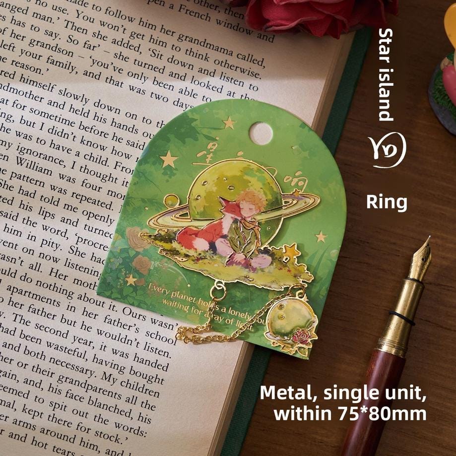 Starlight Dream Metal Bookmark • Enamel Charm Bookmark with Gold Chain