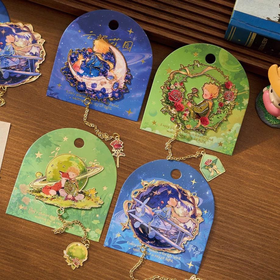 Starlight Dream Metal Bookmark • Enamel Charm Bookmark with Gold Chain