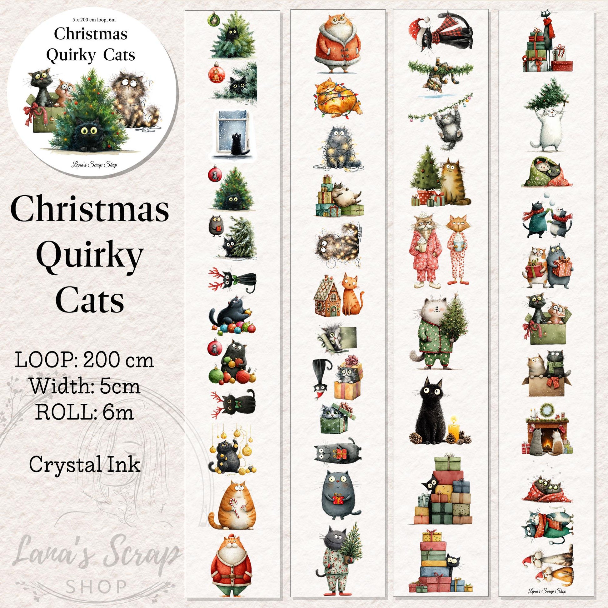 Christmas Quirky Cats - PET Tape | Scrapbooking & Journaling Supplies