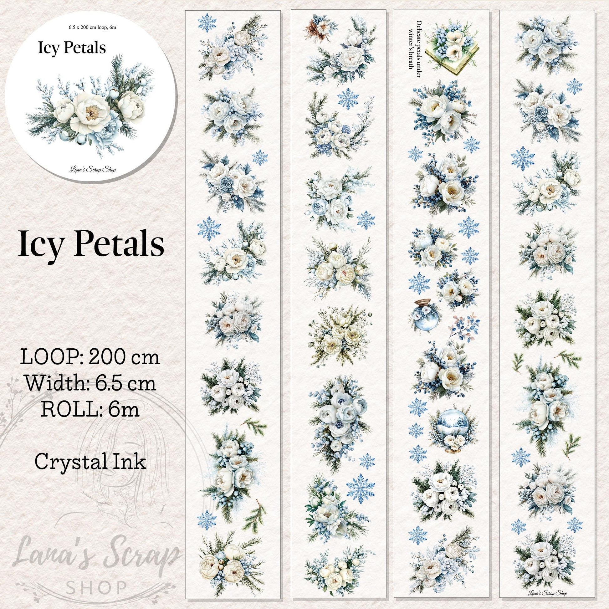 Icy Petals - PET Tape | Scrapbooking & Journaling Supplies