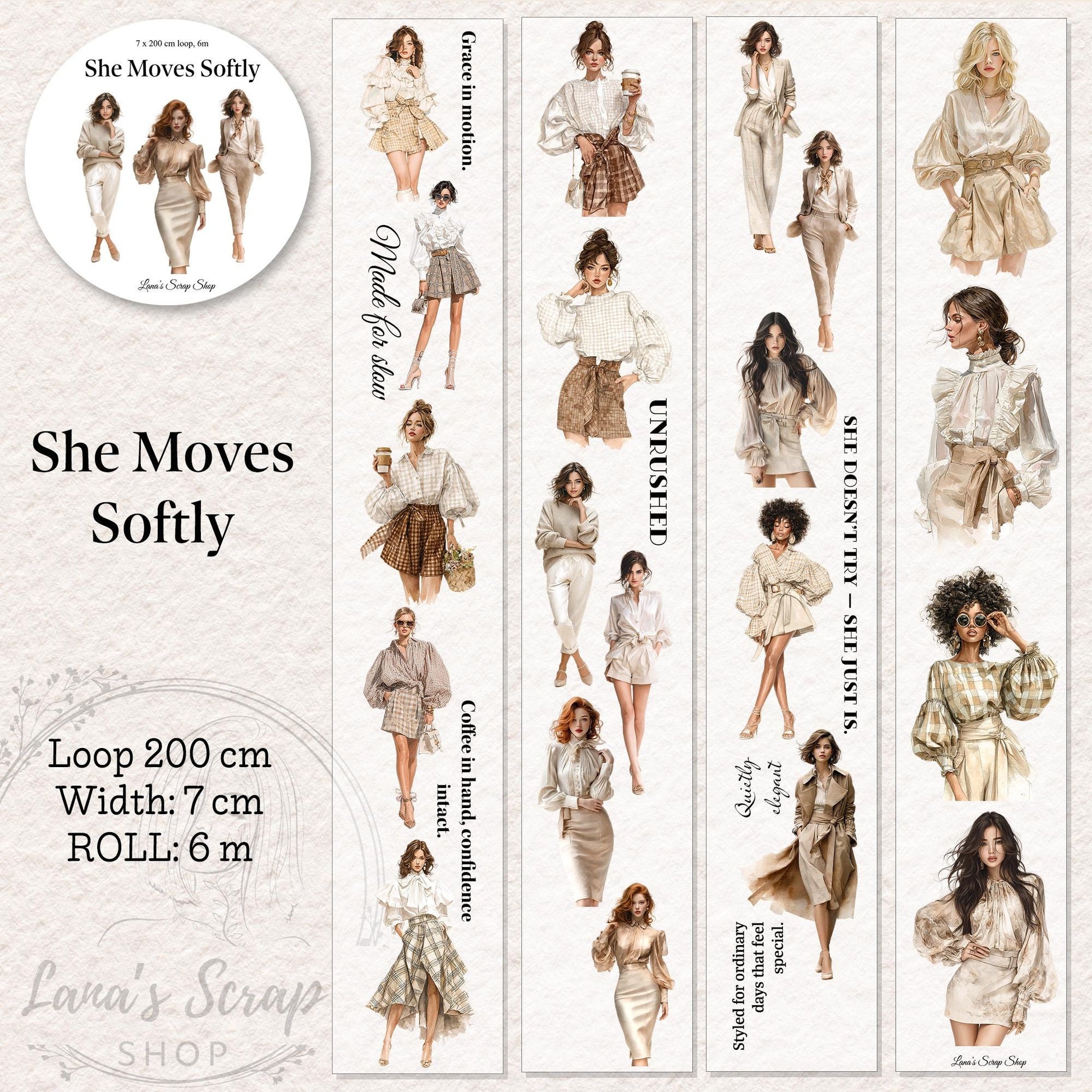 She Moves Softly - PET Tape | Scrapbooking & Journaling