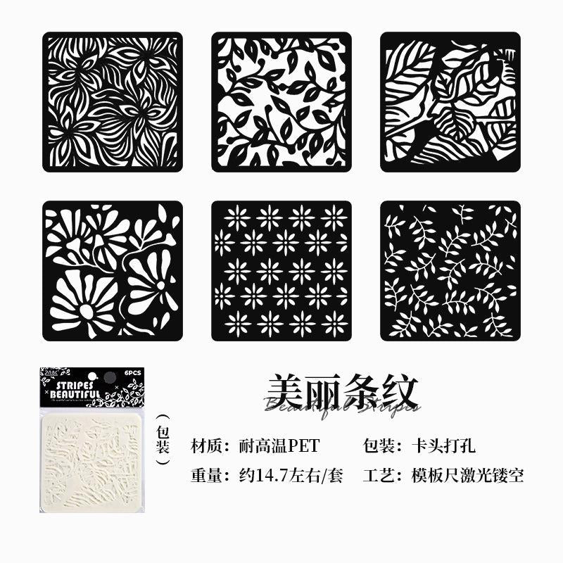 STENCIL: 6pcs stencils , 10 cm x 10cm