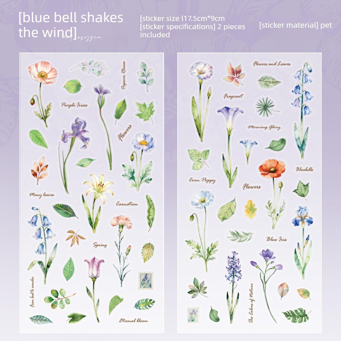 PET Stickers Sheets: Plants, 2 pcs