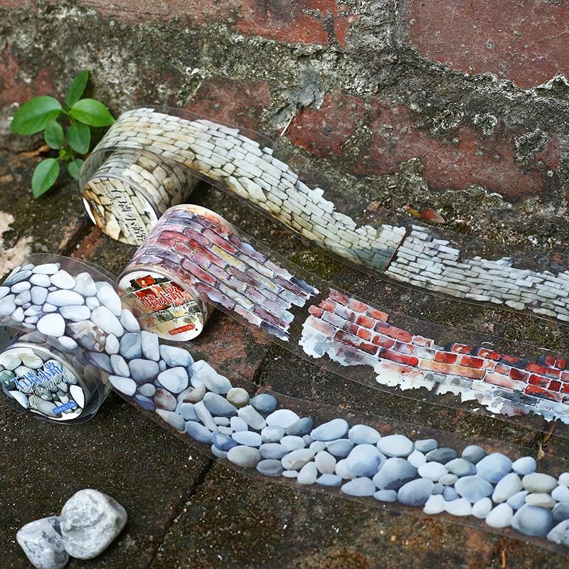 PET Tape: Collage Stone Wall Path