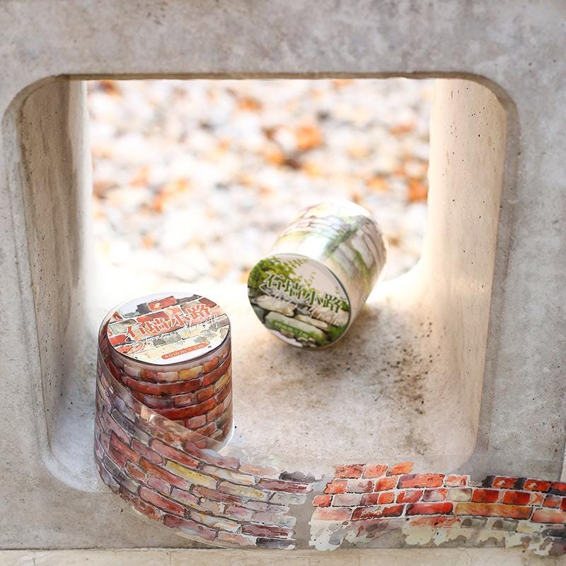 PET Tape: Collage Stone Wall Path