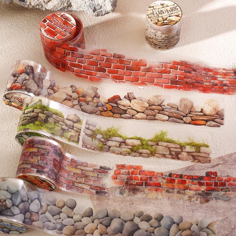 PET Tape: Collage Stone Wall Path
