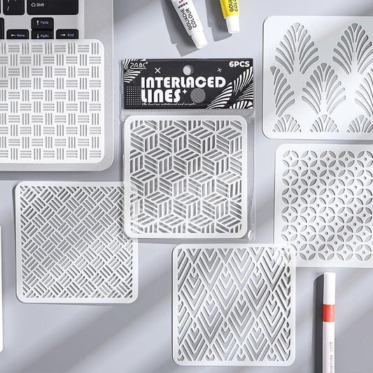 STENCIL: 6pcs stencils , 10 cm x 10cm