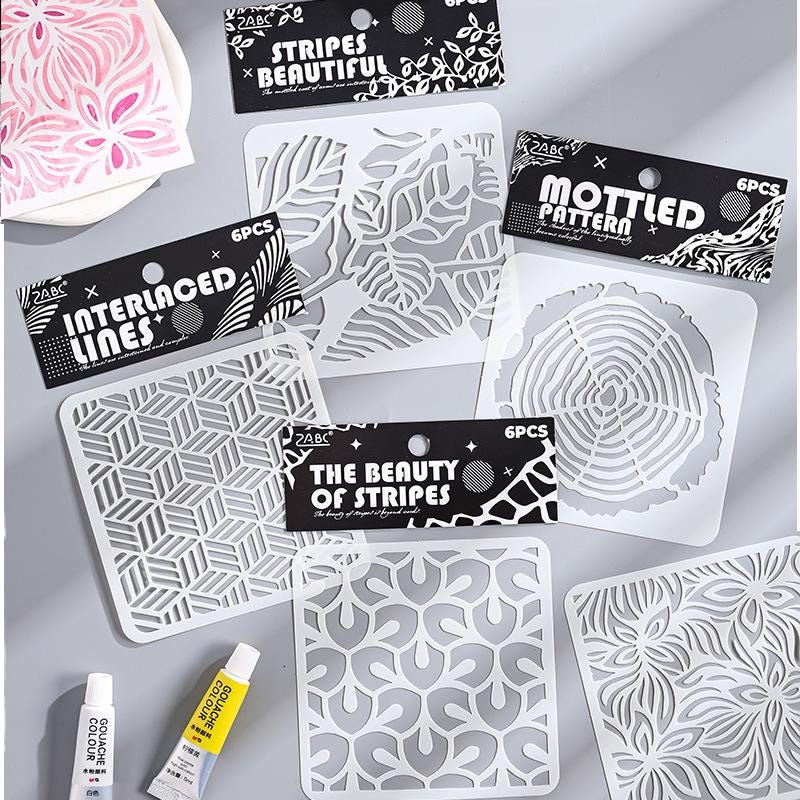 STENCIL: 6pcs stencils , 10 cm x 10cm
