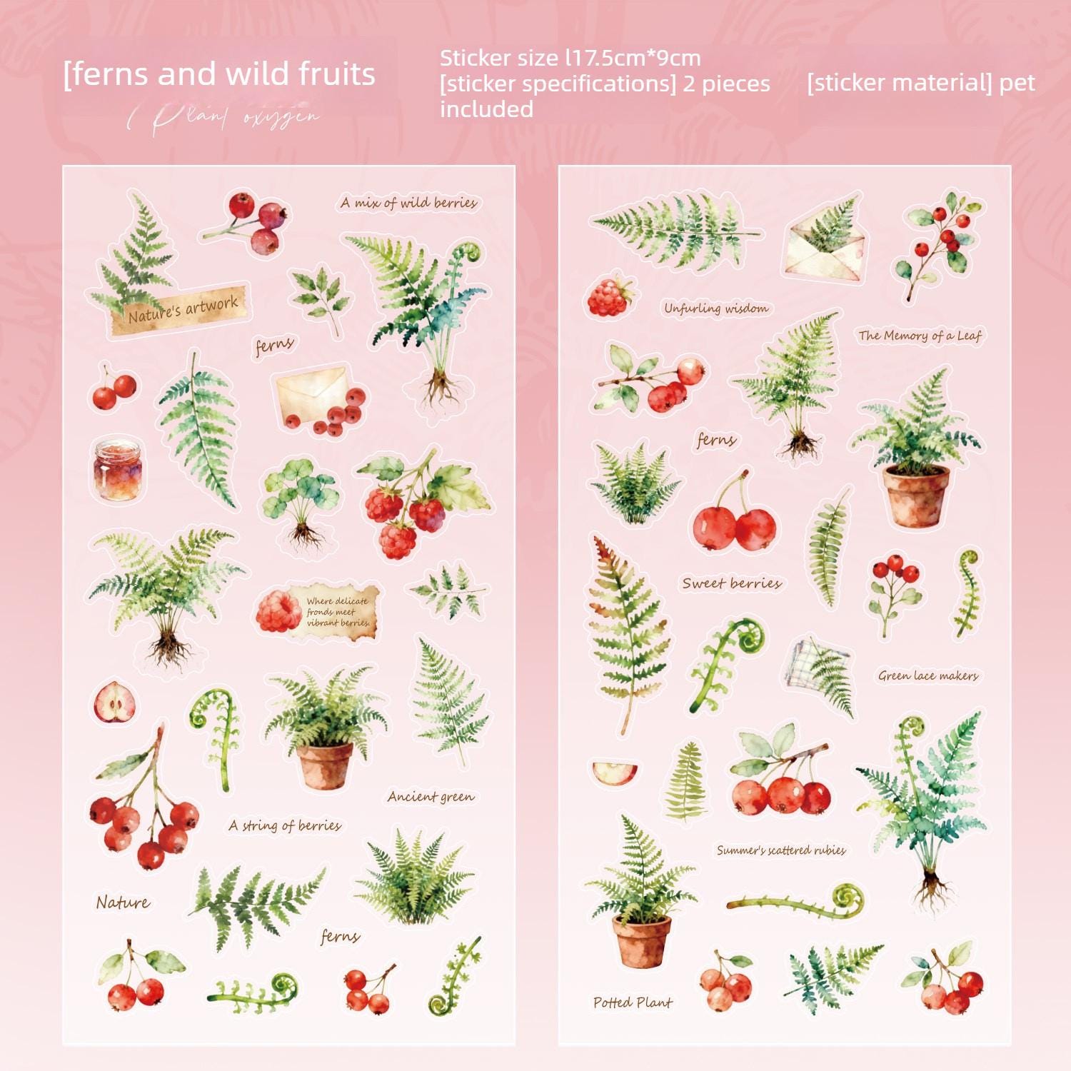 PET Stickers Sheets: Plants, 2 pcs