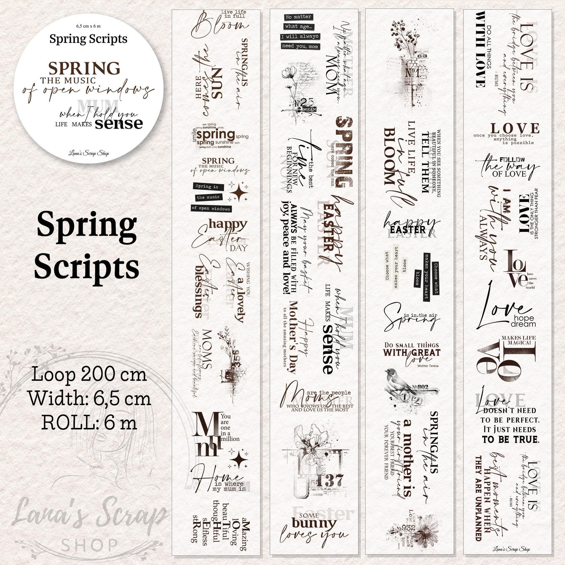 Spring Scripts - PET Tape | Scrapbooking & Journaling