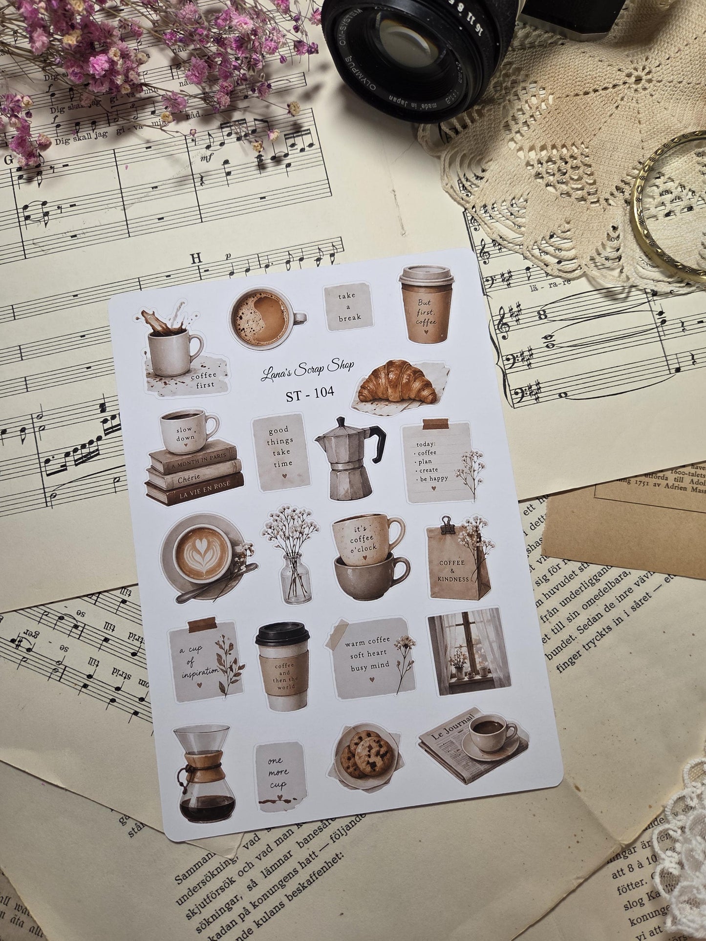 Coffee and Lifestyle, Stickers Sheet | Scrapbooking & Journaling