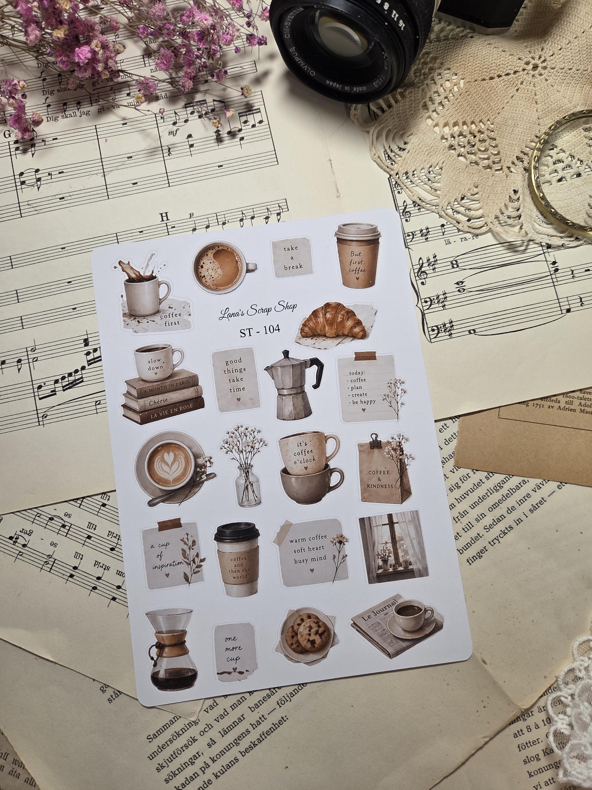 Coffee and Lifestyle, Stickers Sheet | Scrapbooking & Journaling