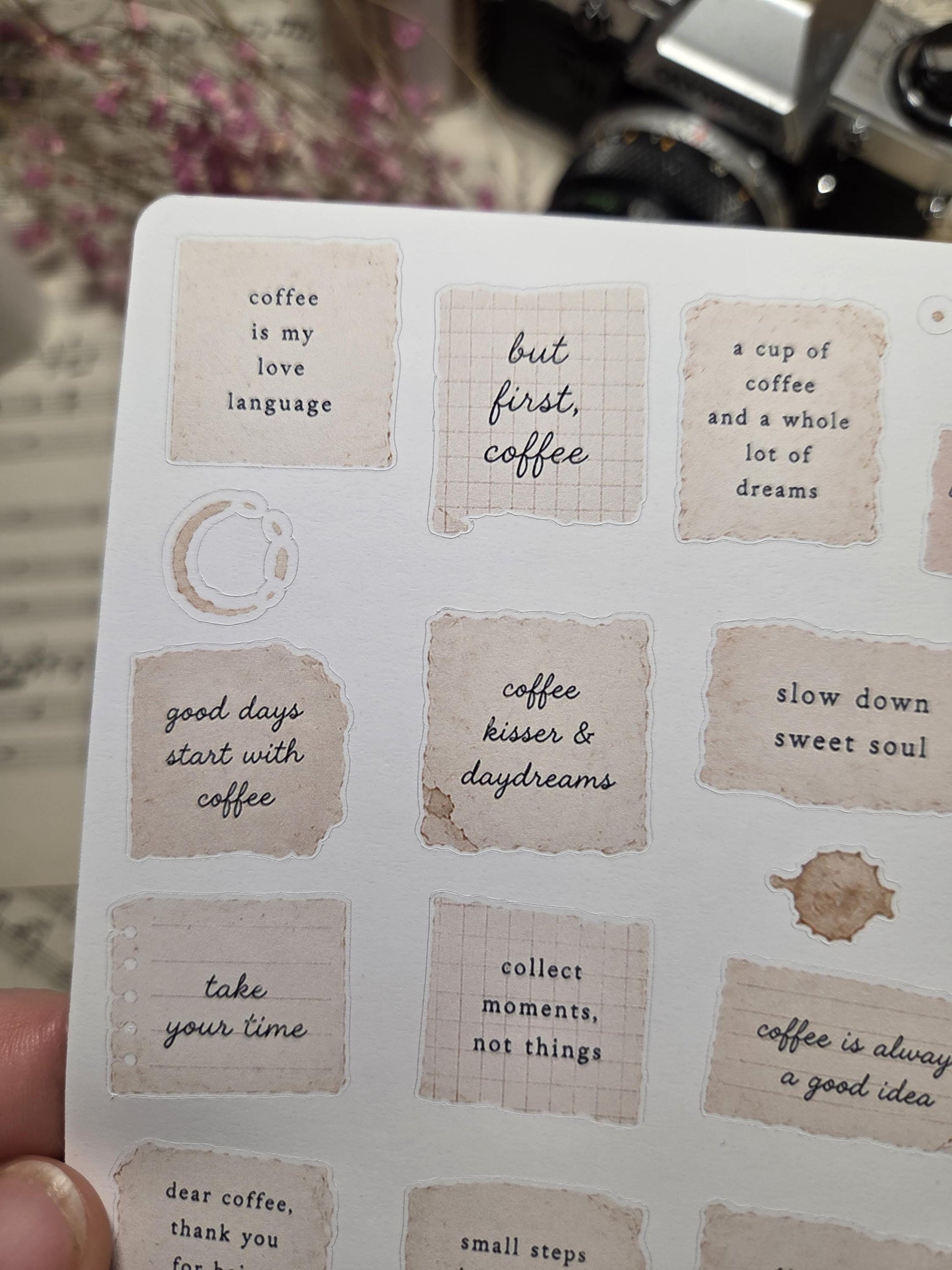 Soft Coffee Quotes, Stickers Sheet | Scrapbooking & Journaling