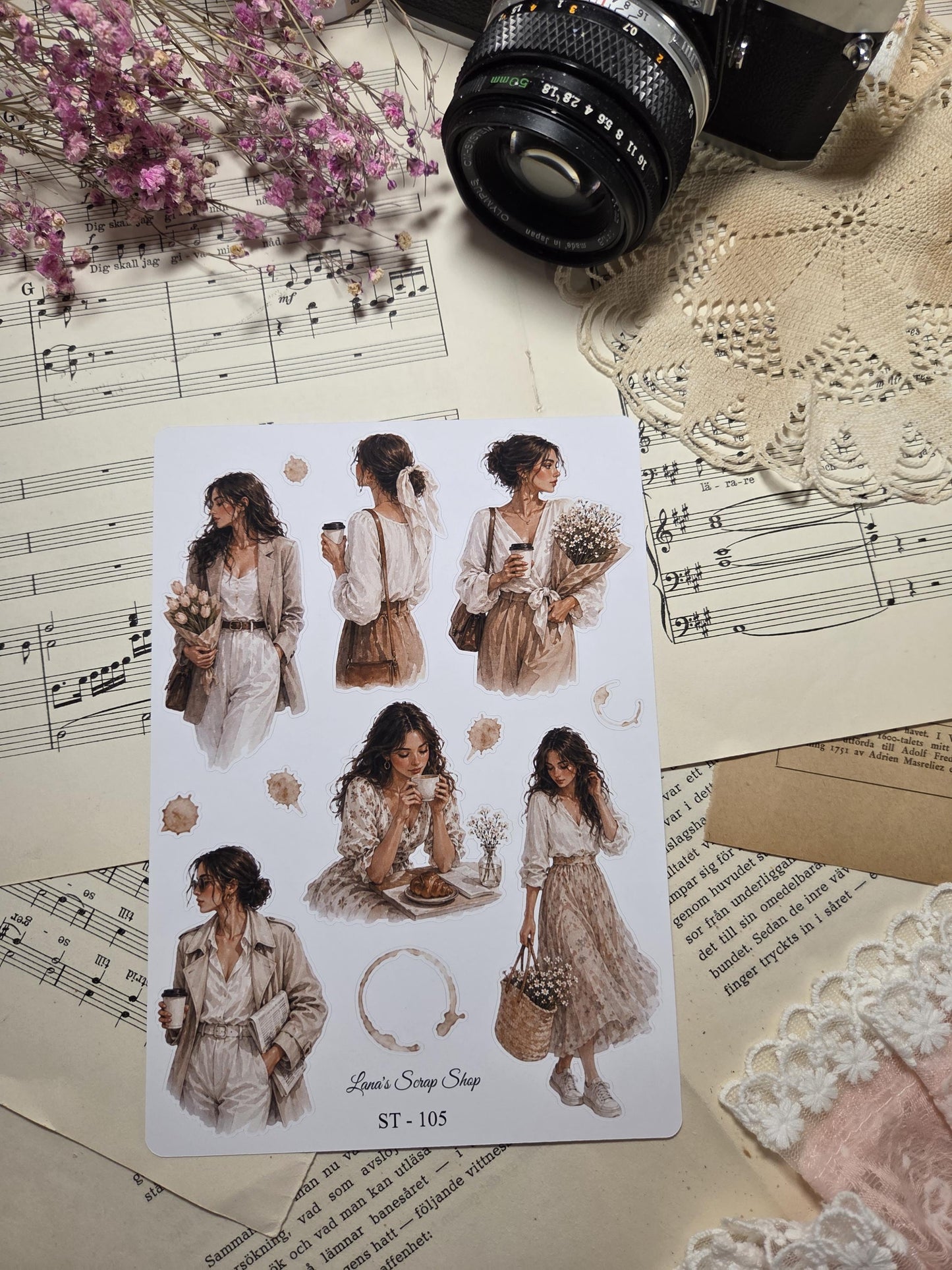 Coffee Girls, Stickers Sheet | Scrapbooking & Journaling