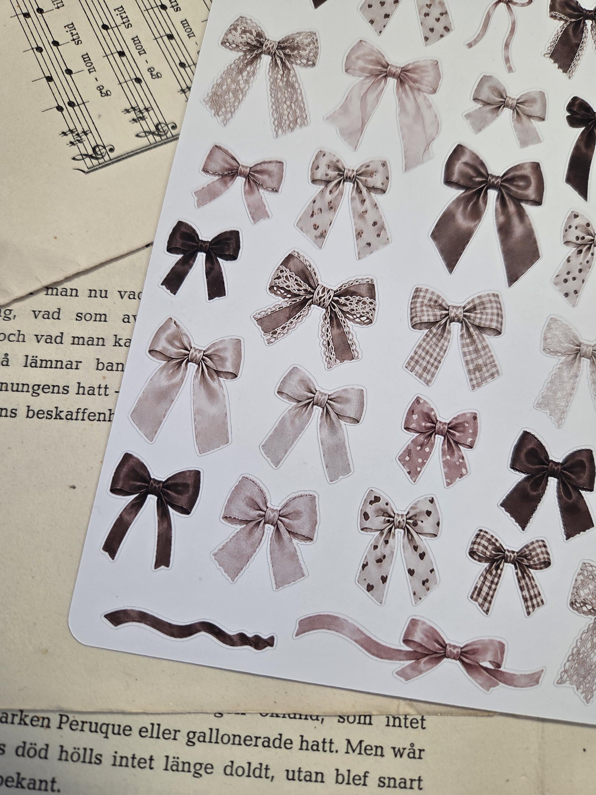 Brown Bows, Stickers Sheet | Scrapbooking & Journaling