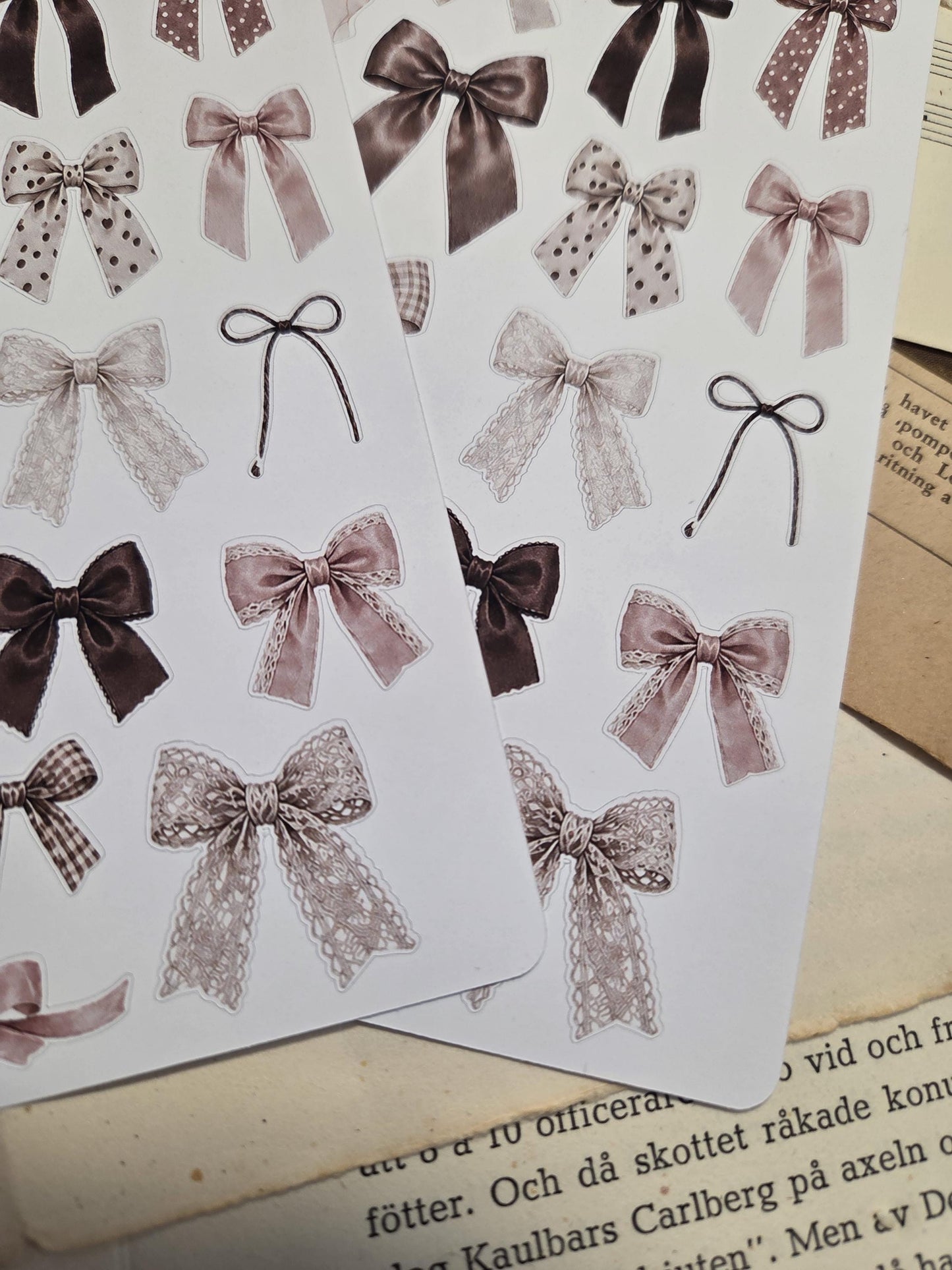 Brown Bows, Stickers Sheet | Scrapbooking & Journaling