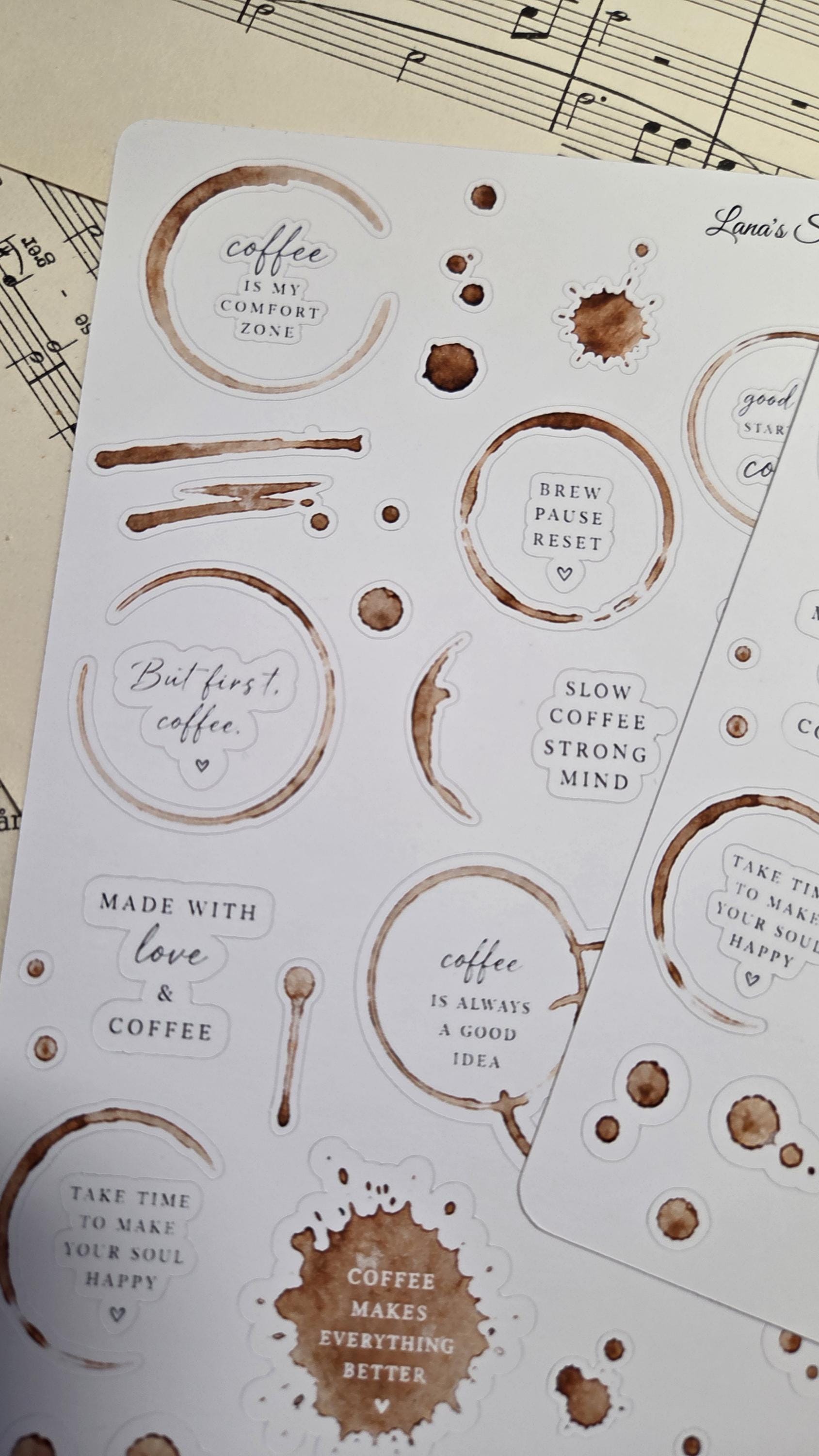 Coffee Stains, Stickers Sheet | Scrapbooking & Journaling