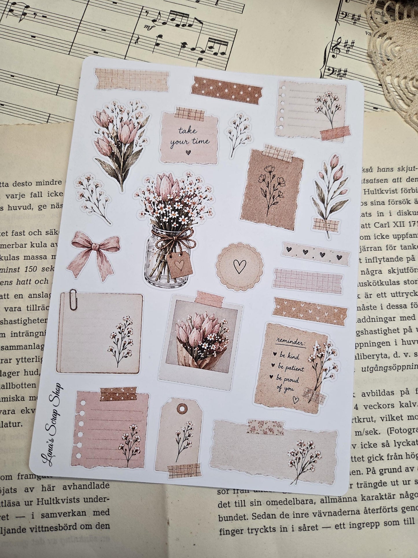 Soft Spring, Stickers Sheet, A5 | Scrapbooking Card Making Art Journaling Paper Craft Junk Journal