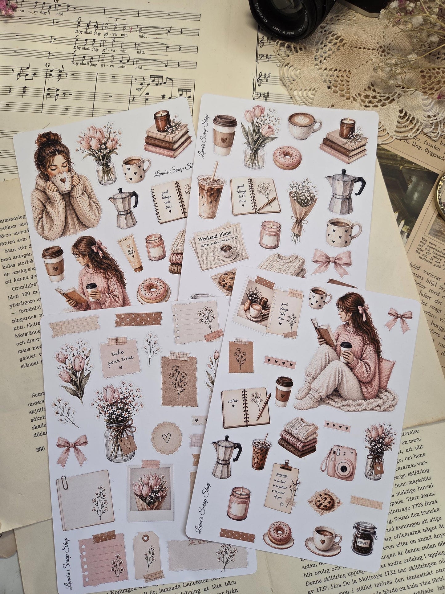 Soft Spring, Stickers Sheet, A5 | Scrapbooking Card Making Art Journaling Paper Craft Junk Journal