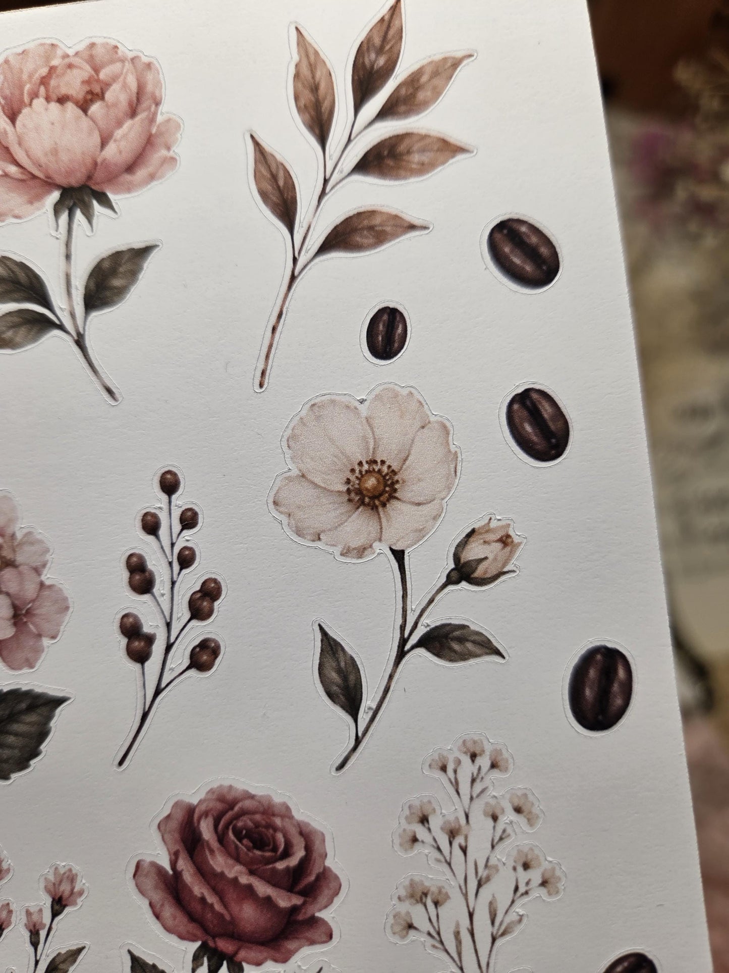 Coffee Bloom Botanicals, Stickers Sheet | Scrapbooking & Journaling