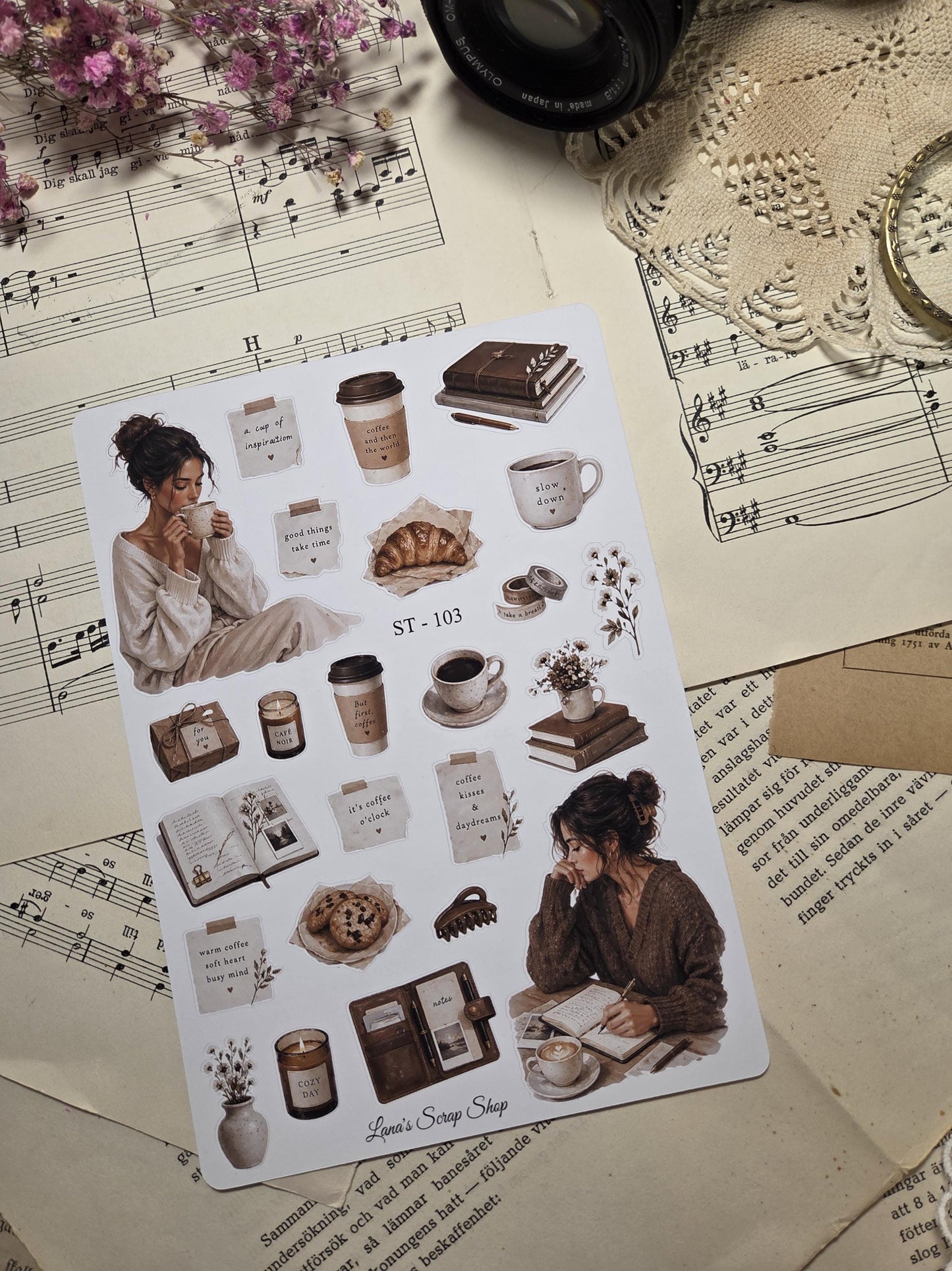 Coffee and Lifestyle, Stickers Sheet | Scrapbooking & Journaling