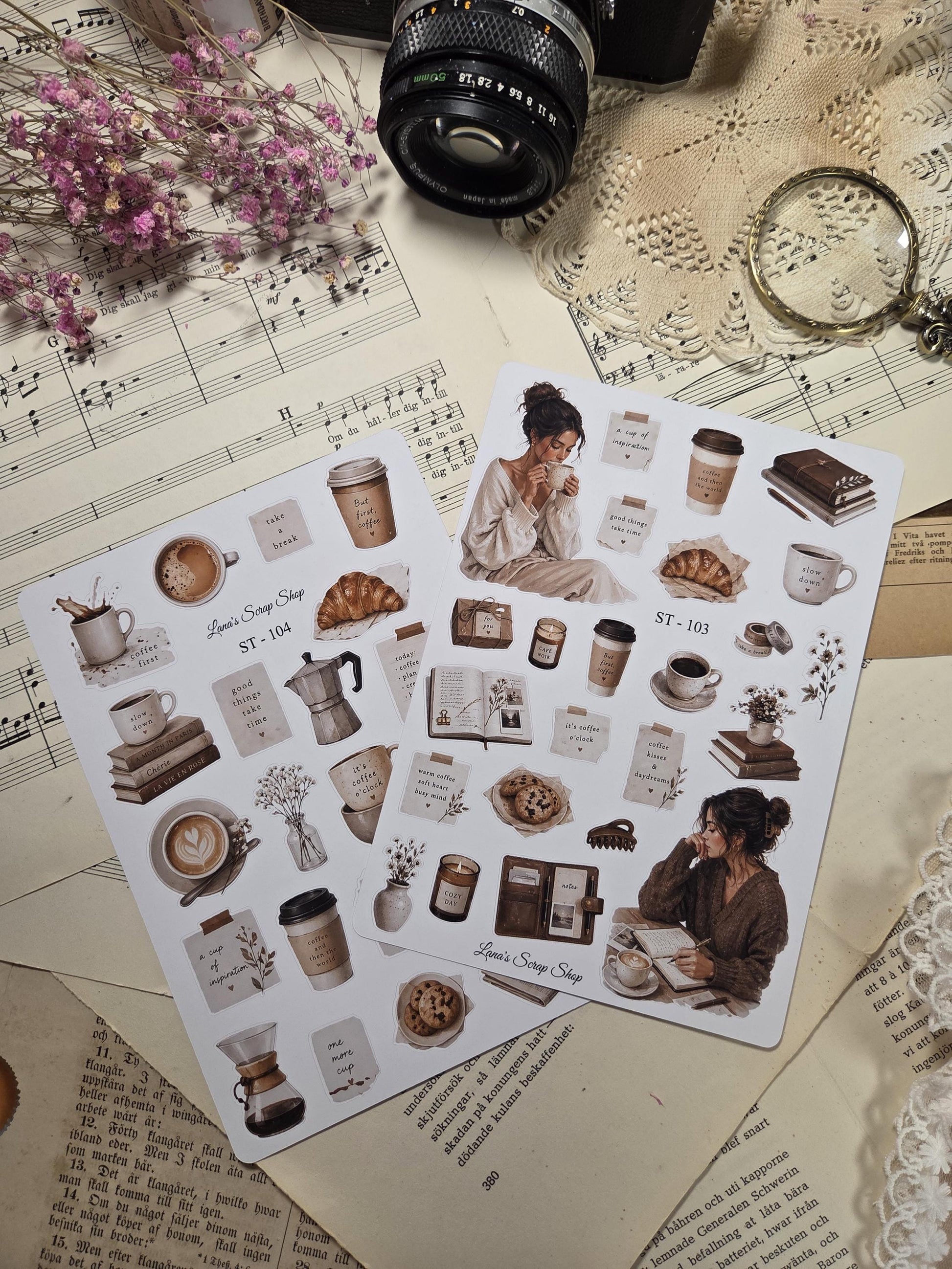 Coffee and Lifestyle, Stickers Sheet | Scrapbooking & Journaling