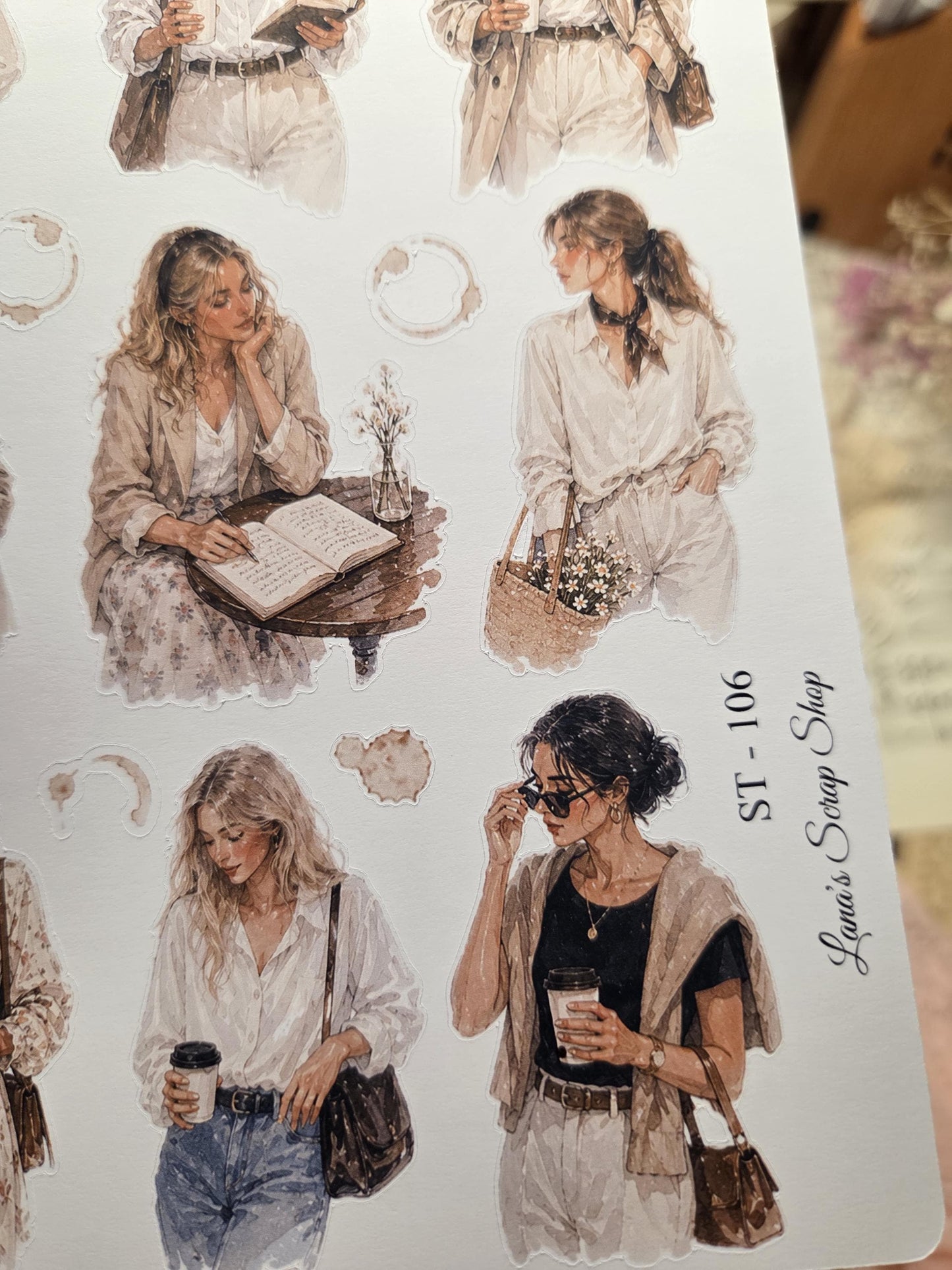 Coffee Girls, Stickers Sheet | Scrapbooking & Journaling