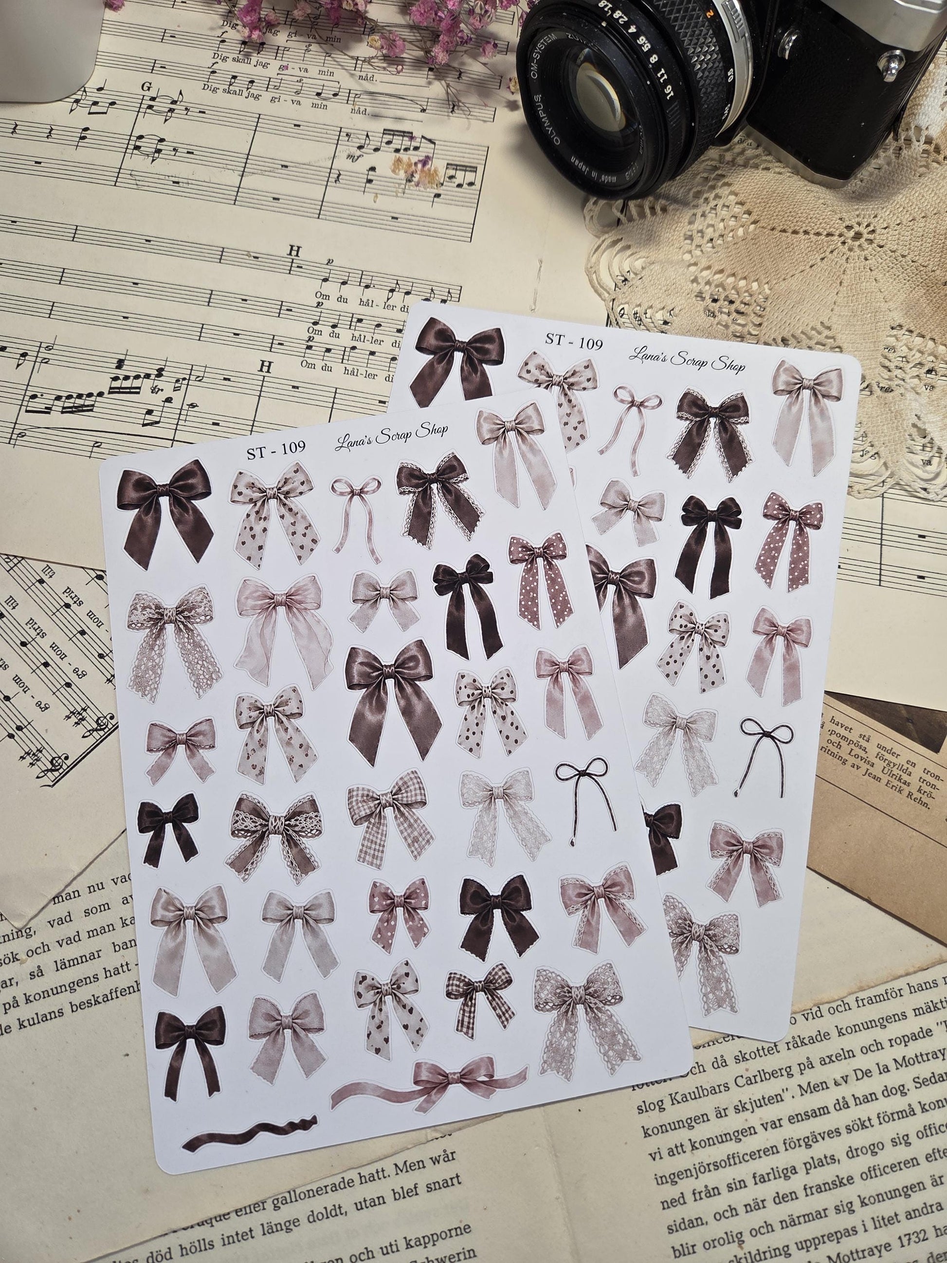 Brown Bows, Stickers Sheet | Scrapbooking & Journaling
