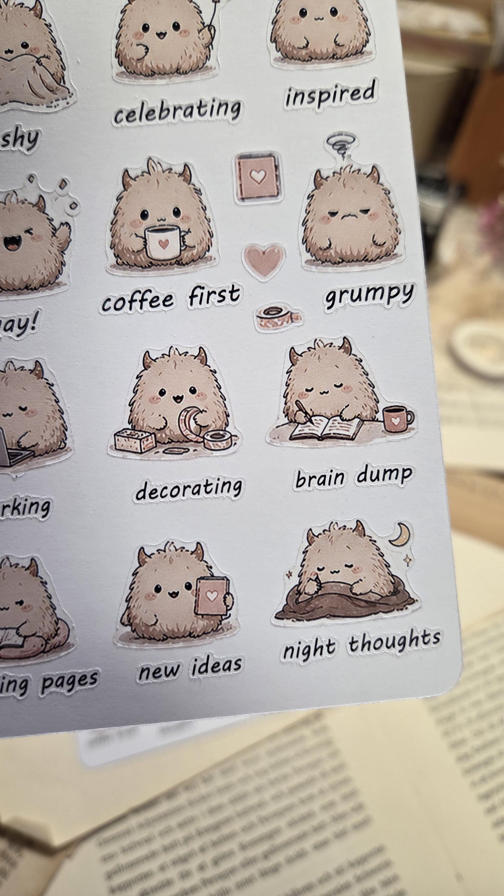 Cozy Monsters, Mood Stickers, Stickers Sheet | Scrapbooking & Journaling
