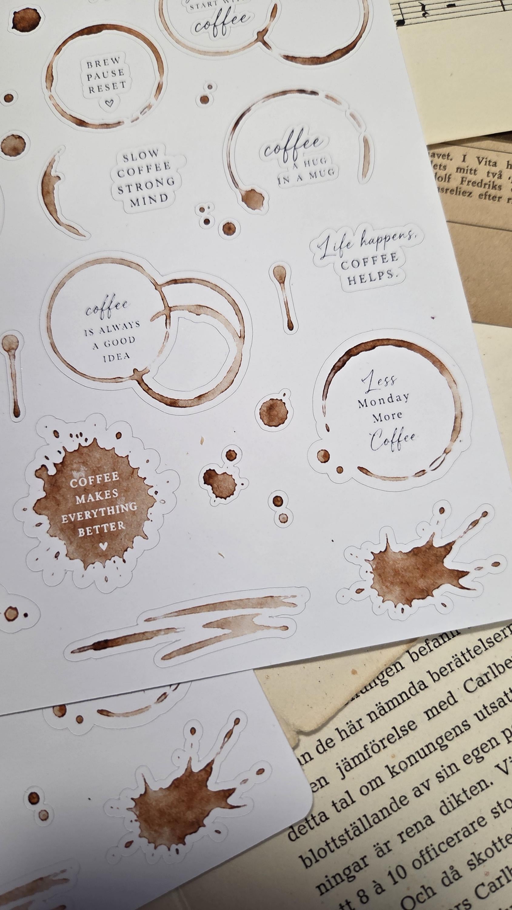 Coffee Stains, Stickers Sheet | Scrapbooking & Journaling