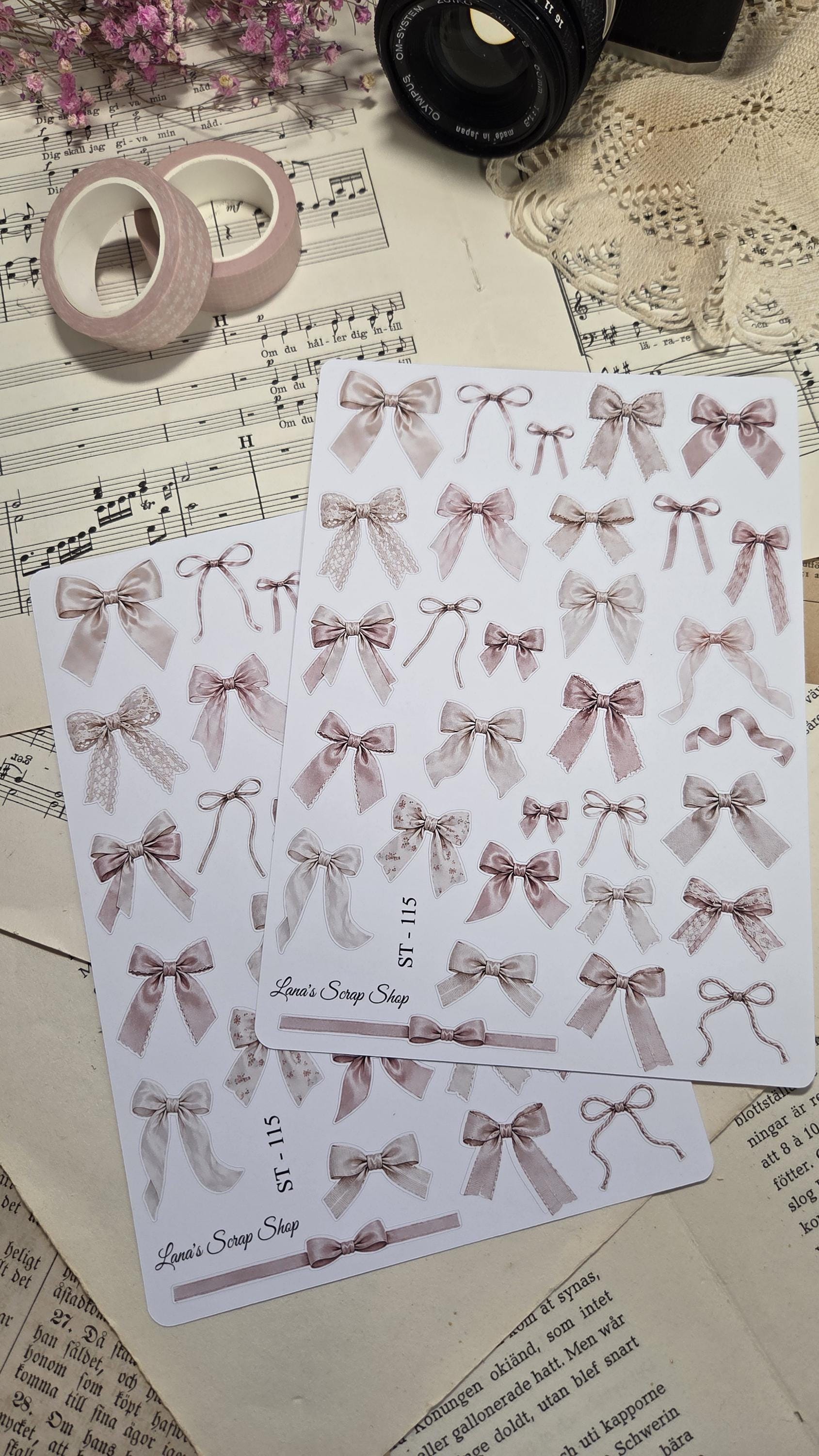 Blush Bows, Stickers Sheet | Scrapbooking & Journaling