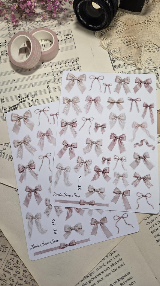 Blush Bows, Stickers Sheet | Scrapbooking & Journaling