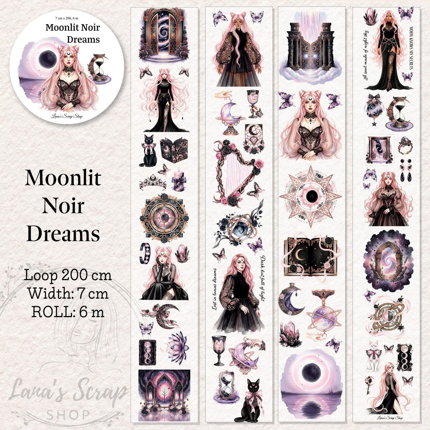 Moonlit Noir Dreams - PET Tape | Scrapbooking & Journaling