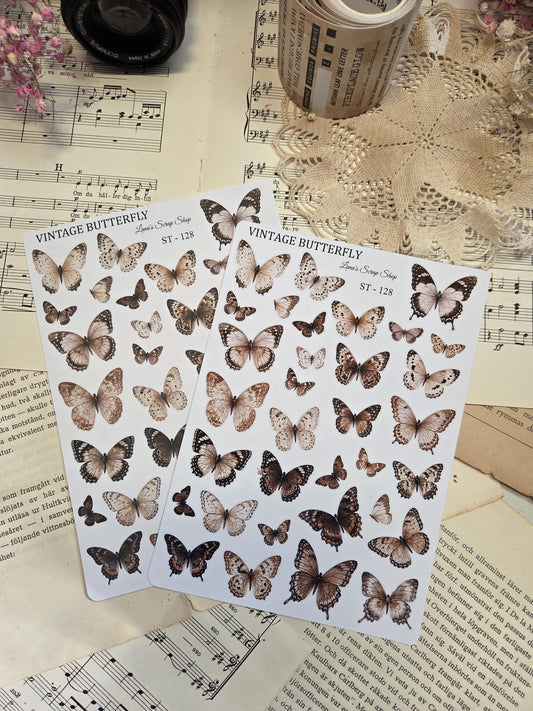Vintage butterflies, Stickers Sheet, ~ A5, ST 128 | Scrapbooking & Journaling