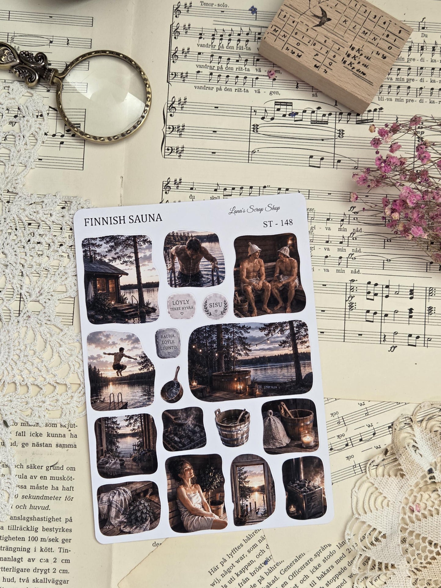 Finnish Sauna, Stickers Sheet, ~ A5 | Scrapbooking & Journaling
