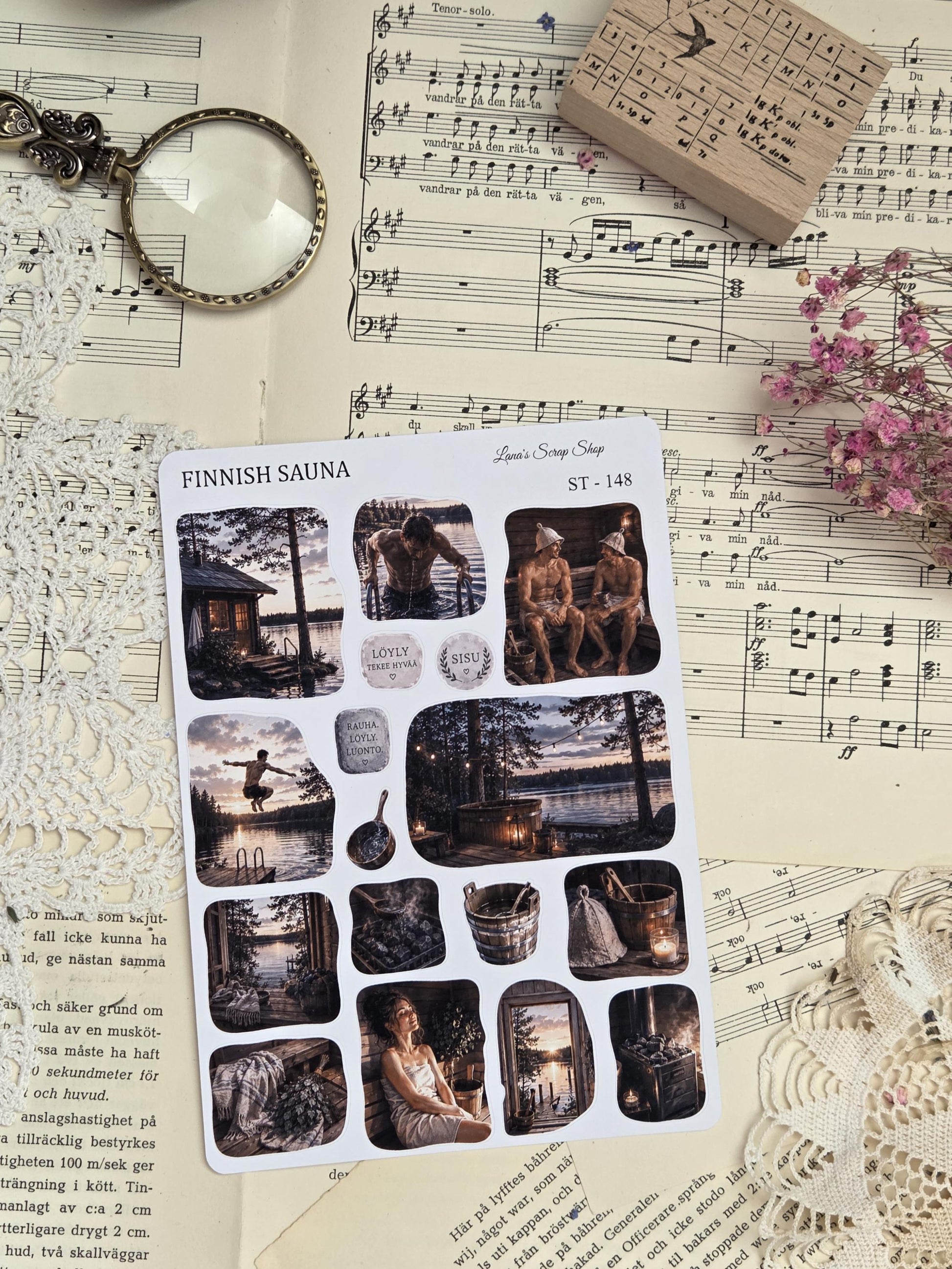 Finnish Sauna, Stickers Sheet, ~ A5 | Scrapbooking & Journaling