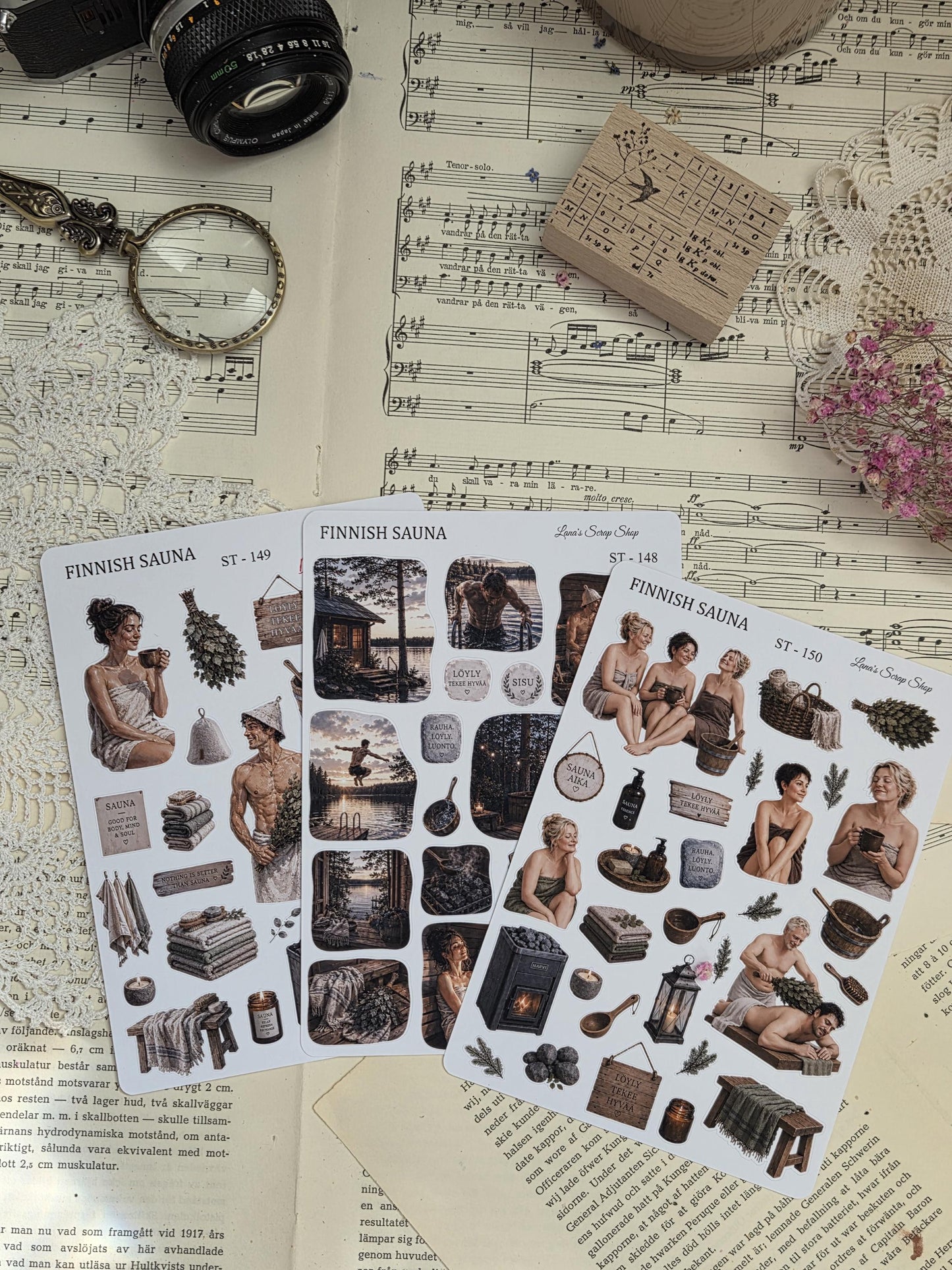 Finnish Sauna, Stickers Sheet, ~ A5 | Scrapbooking & Journaling