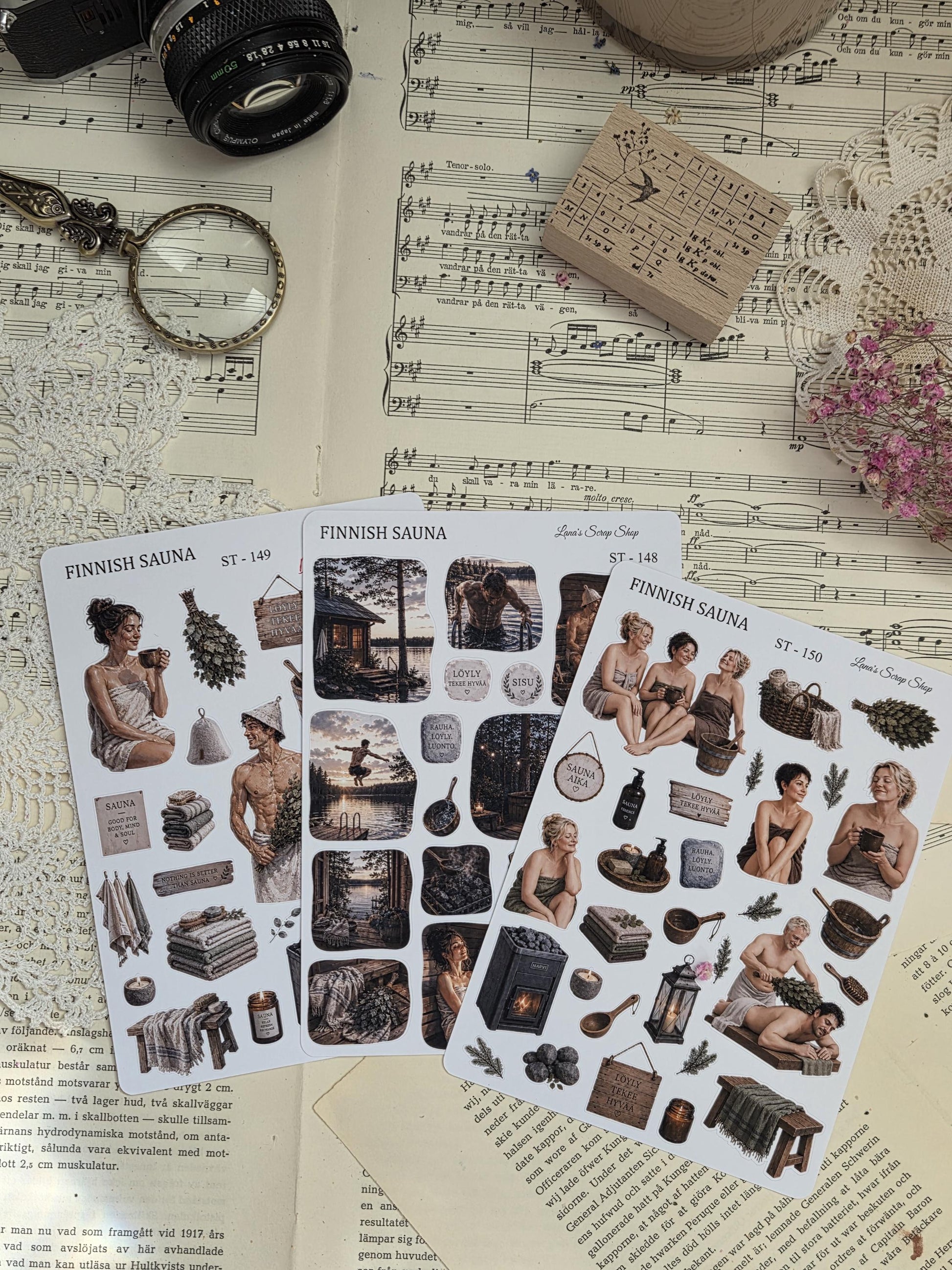 Finnish Sauna, Stickers Sheet, ~ A5 | Scrapbooking & Journaling
