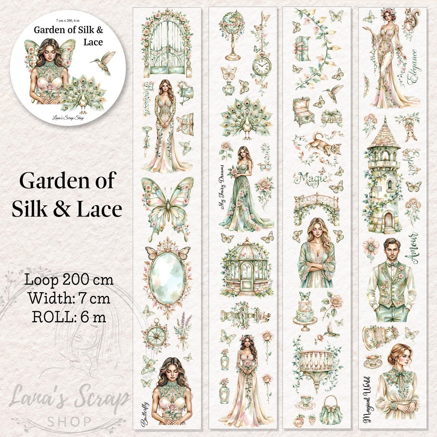 Garden of Silk and Lace - PET Tape | Scrapbooking & Journaling
