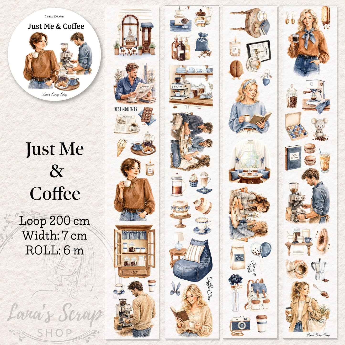 Just Me & Coffee - PET Tape | Scrapbooking and Journaling